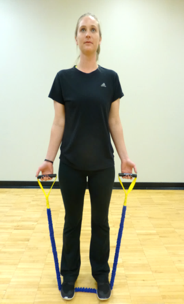 Elbow 13 bicep curl with tubing exercise