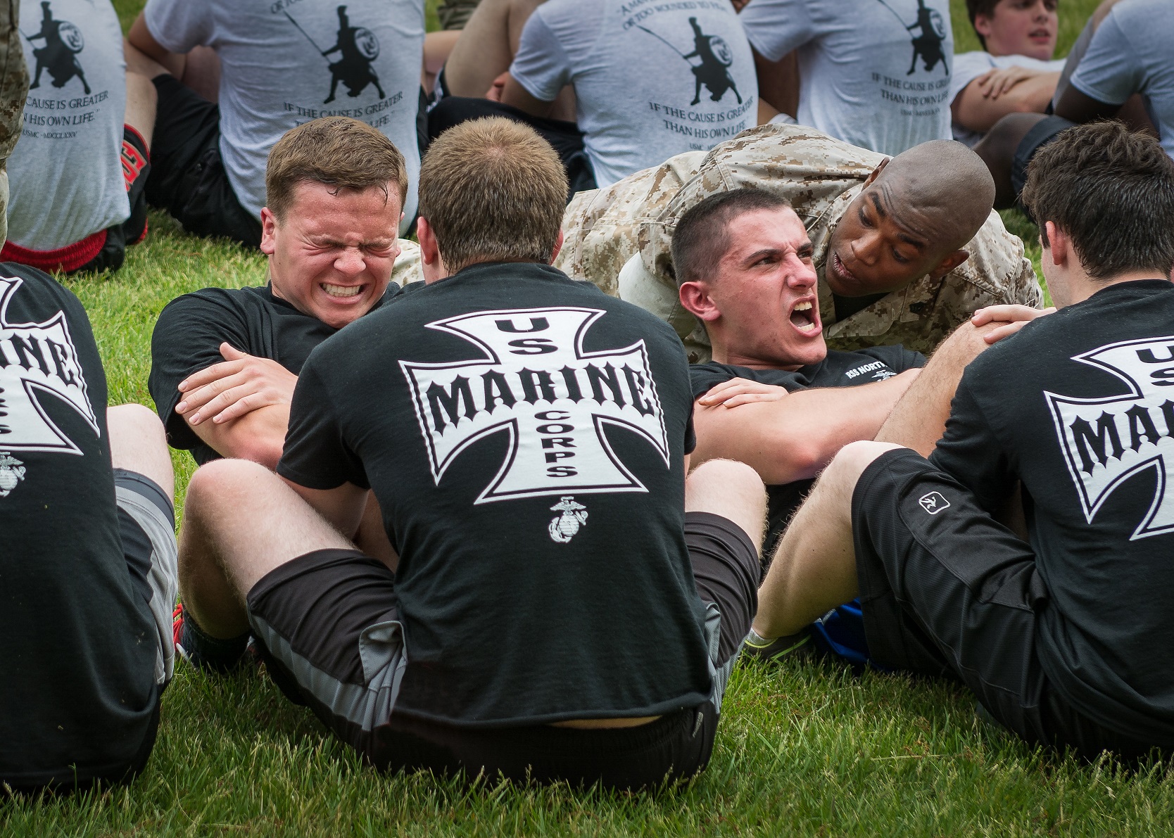 marines performing exercises in a group
